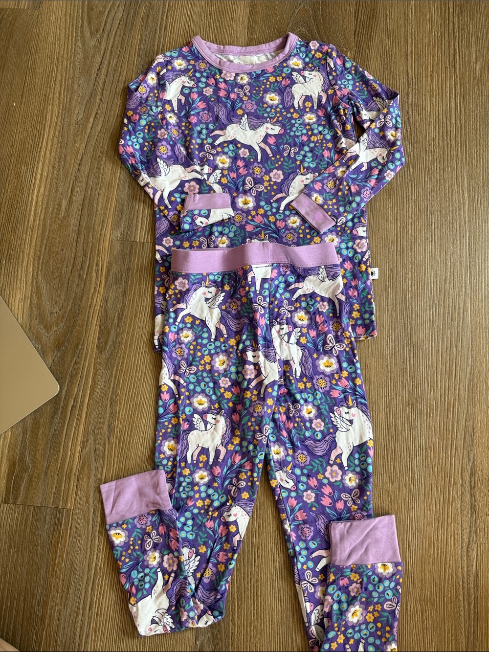 NWOT Ploom baby lilac unicorn print two piece long sleeves pants pajamas - 3T